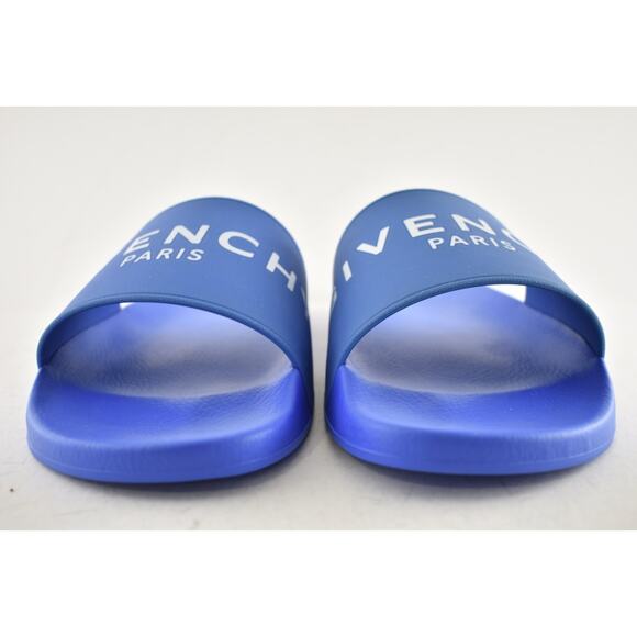 Givenchy Paris Blue White Logo Rubber Pool Slide Sandal Flip Flop Flat 44 11